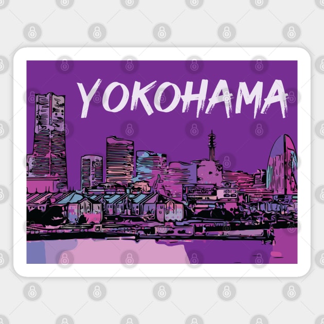 Yokohama - Japanese City Pop Aesthetic Magnet by Lakeric